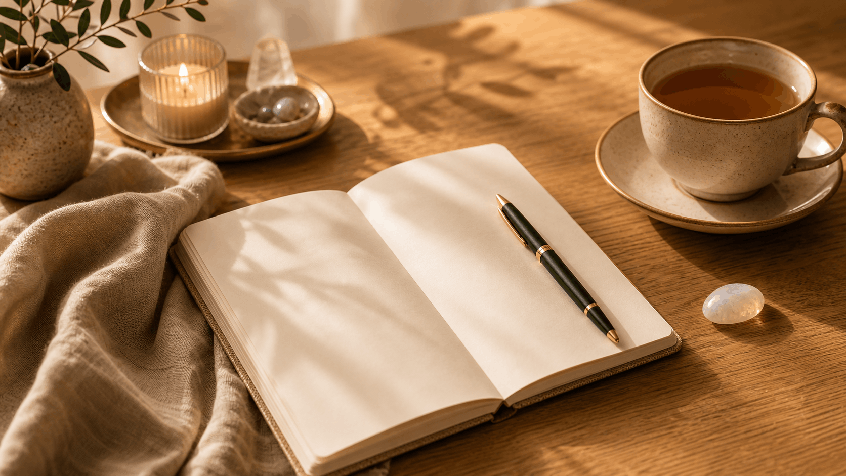Notebook, beads, and calendar used for predictive astrology and remedy guidance